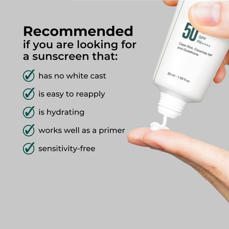 P.CALM Water Barrier Moisturizing Sun Cream Matte-Finish No White Cast SPF 50+ PA++++ Vegan Calming Moisture Daily Sunscreen for Dry Oily Sensitive Skin Korean Skincare
