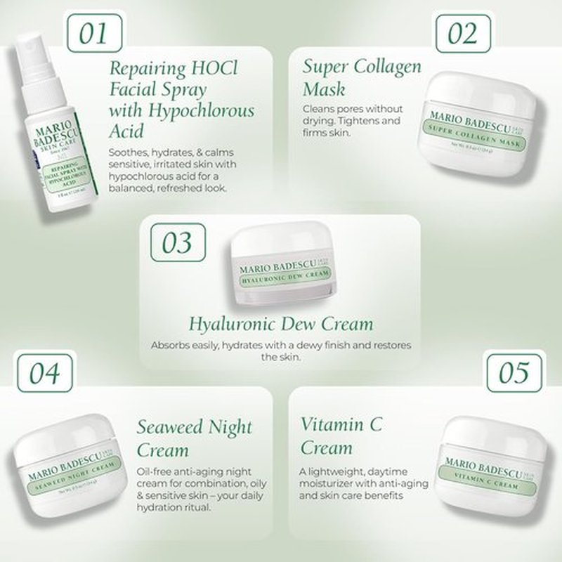 A Little Bit of Mario 10-Piece Skincare Kit | Vitamin C Serum, Glycolic Acid Toner & More - Brightening, Anti-Aging, Hydration
