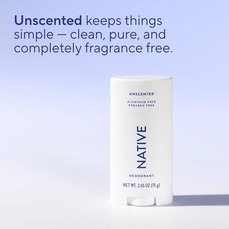 Native Deodorant - Aluminum-Free Deodorant for Men & Women | 72-Hour Odor Control, Unscented, 2.65oz