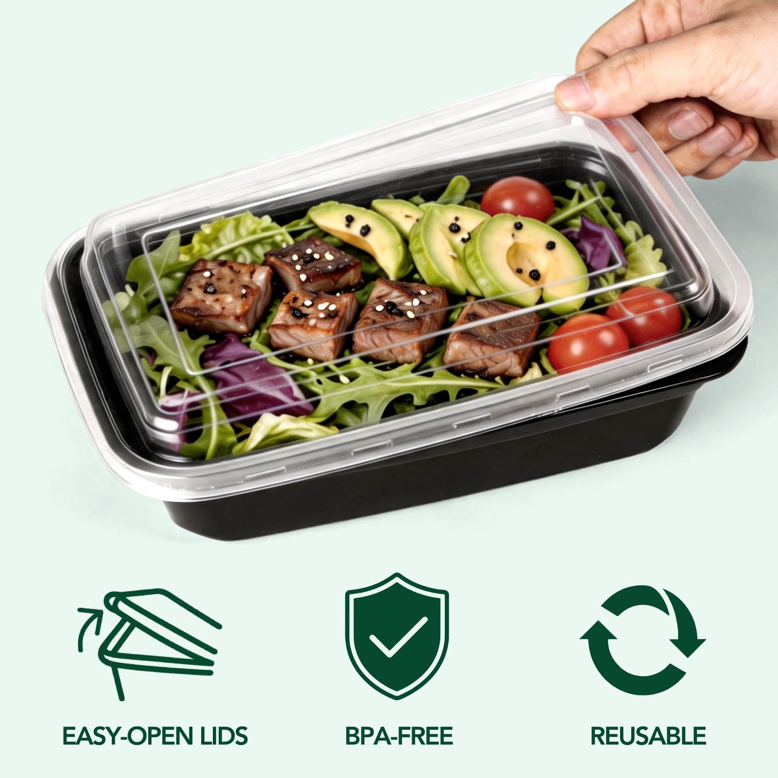 Glotoch Express Meal Prep Containers with Lids 32oz 100 Pack (200 Piece)