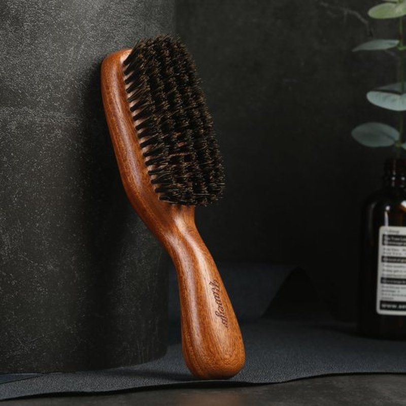 RAVEGO Hair Brush for Men- Slick Back Hair Brush - Boar Bristles Brush for Fine Thin Medium Hair, Nature Boar Hairbrush for Beard Styling