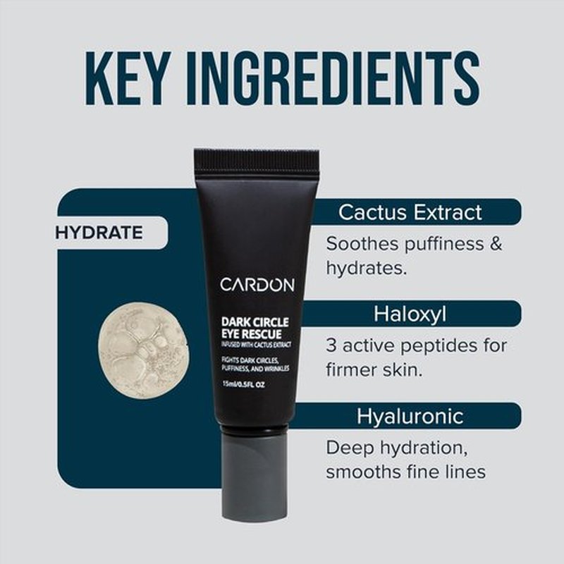 Cardon | Dark Circle Rescue Eye Roller | Under Eye Massager for Puffiness, Bags & Wrinkles | Peptides & Niacinamide