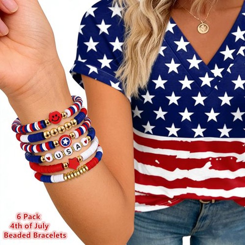 Go Ho 4th of July Outfits for Women,Red White and Blue Face Body Glitter,9PC Necklaces,3PC Star Glasses and 6PC Patriotic Bracelets,4th of July Accessories,Fourth of July Decorations Favors Set