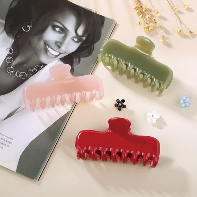 Large Hair Claw Clips for Women,3.8’’ Acetate Hair Clip,Jelly Square Rectangle Clip for Thin Thick Hair,Strong Hold Jaw Clips,Hair Accessories for Women Girls (Red)
