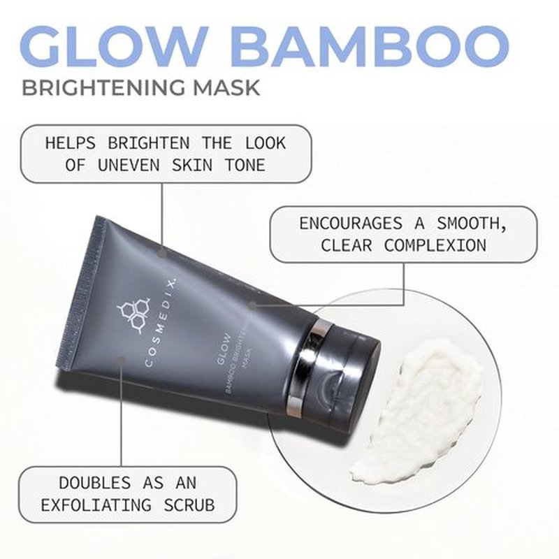 COSMEDIX Glow Bamboo Brightening Facial Mask - Exfoliating Night Scrub for Dull Skin - Anti-Aging with Bamboo & Niacinamide