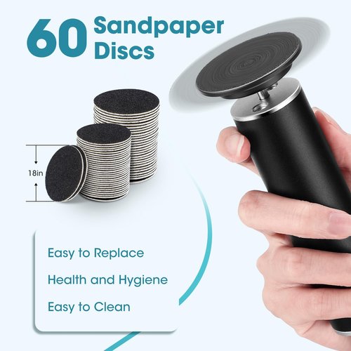 Electric Foot Callus Remover, Electric Callus Remover for Feet, Speed Adjustable Foot Sander Effortless Feet Skin Remover with 60pcs Replaceable Sandpaper Discs