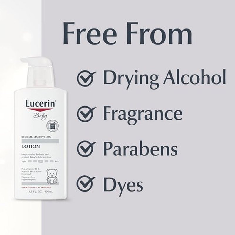 Eucerin Baby Body Lotion - Hypoallergenic & Fragrance-Free with Pro-Vitamin B5 & Shea Butter | 13.5 Fl Oz