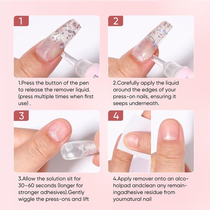 SASSYTIP Nail Glue Remover Pen for Press On Nails, Click & Remove Design, Acetone-Free Gentle Formula for Fake Nails & Nail Glue, 0.11 fl.oz. (2 PCS)