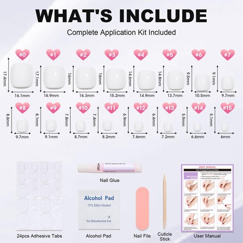 Press On Toenails - S.T. Friends Square Toe Nail Press Ons Bright Red Fake Toe Nails with Cateye Finish | 16 Sizes - 32 Toe Nail Kit with Glue