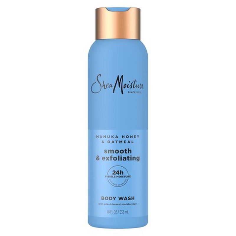 SheaMoisture Manuka Honey Oatmeal Body Wash Smooth & Exfoliating Smooth and Exfoliating body wash for 24H Visible Moisture for Healthy, Glowing Skin 18 oz