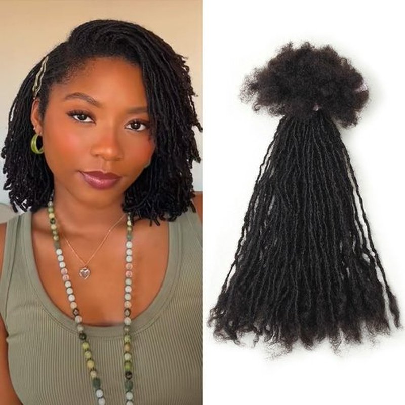 Siphis Sisterlocks Locs Extesnions Human Hair 0.2cm Thickness Micro Locs Curly Tips, Full Handmade Interlocking Permanent Soft Dreadlock Extensions (Black 1b# 0.2cm, 8 Inch 30 Strands)
