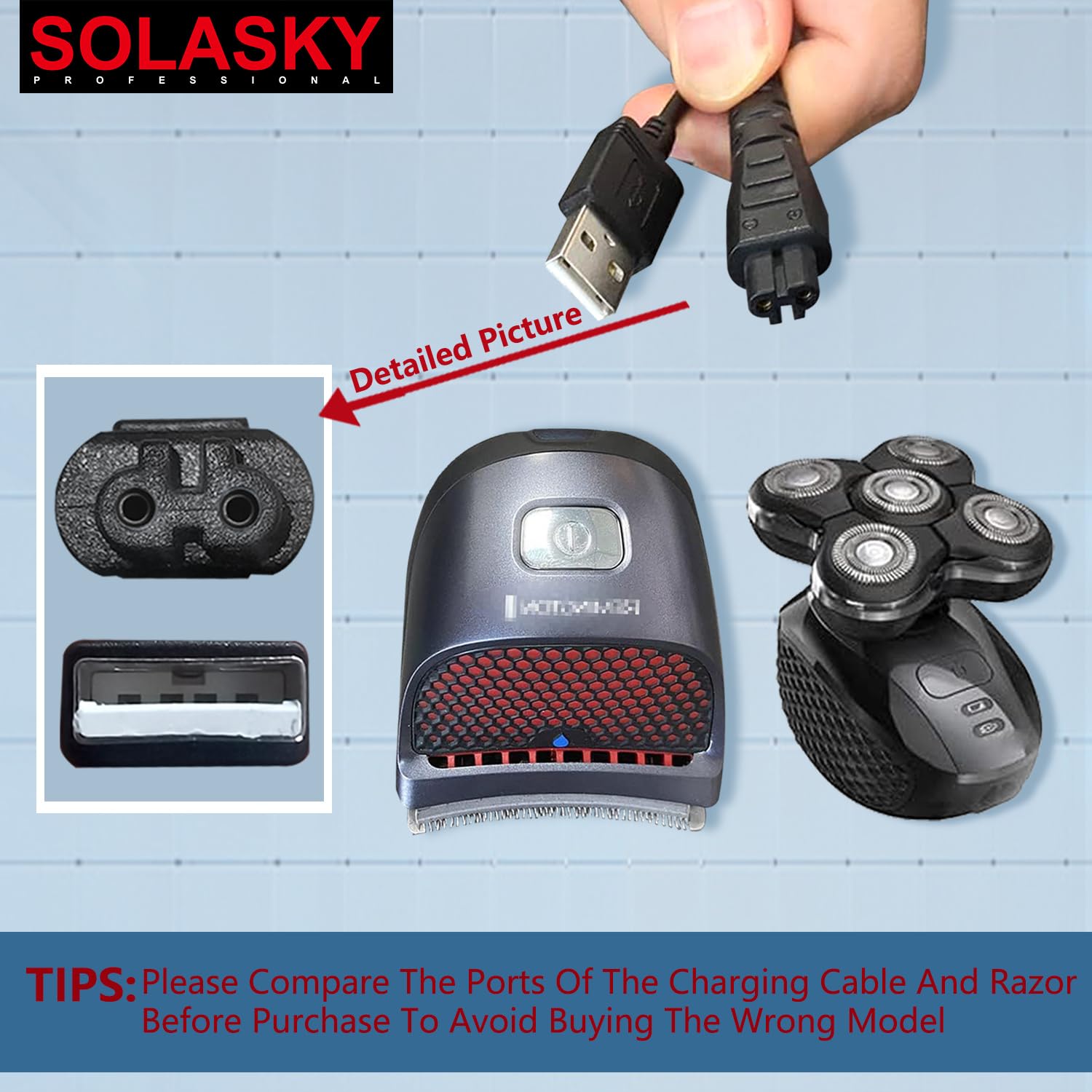 SOLASKY USB Charger Cord Compatible with Remington Shaver Clipper Charger USB Cable Power Cord for Remington XR7000 HC4250