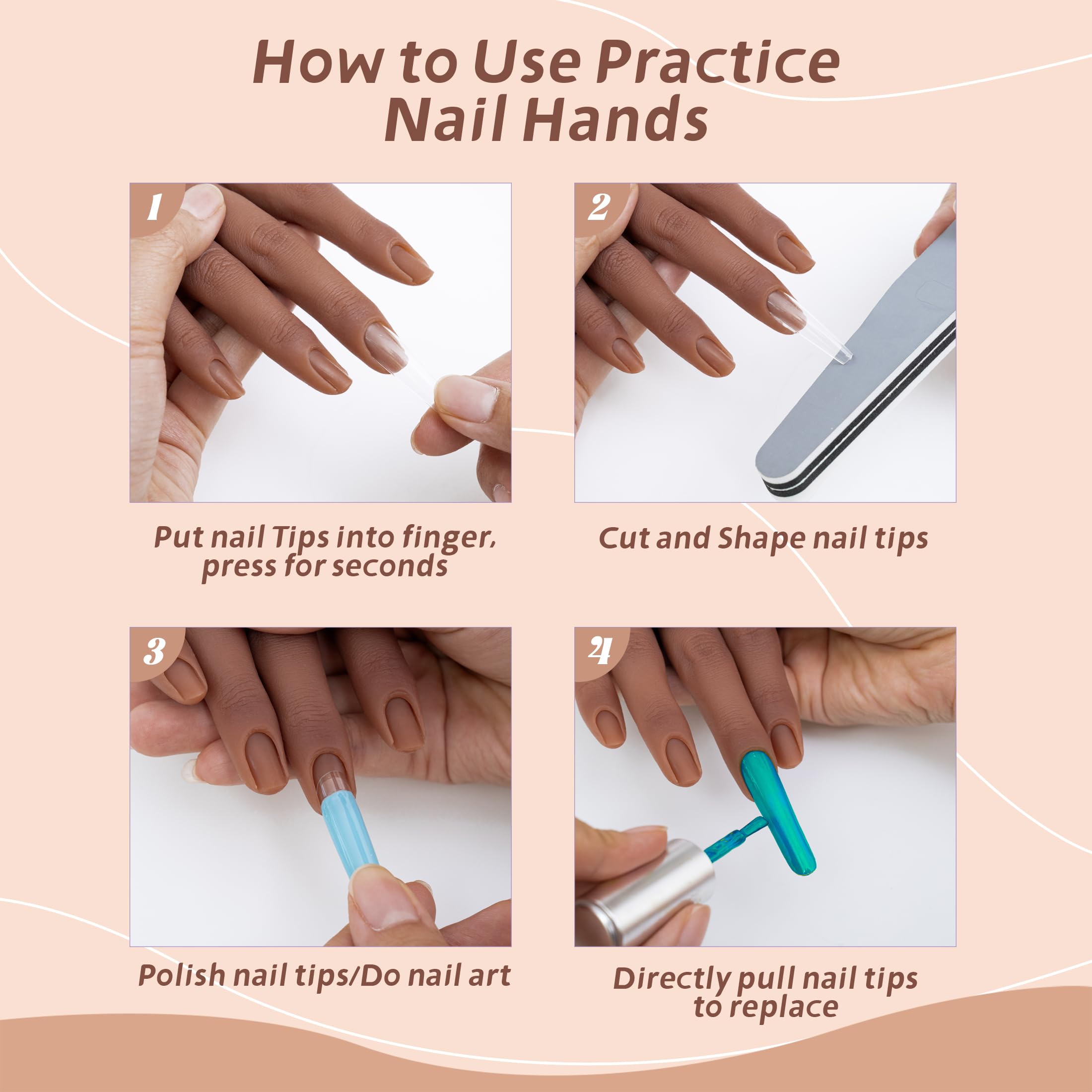 Veikmv Practice Hand for Acrylic Nails,Professional Mannequin Training Hand with Flexible Fingers for Acrylic Nails,Gel Polish & Nail Art,Complete Practice Kit for Manicure Beginners