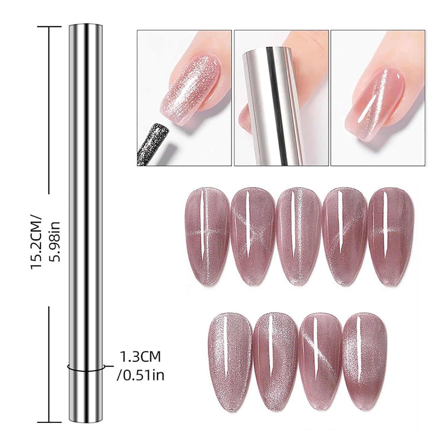 YECIRALA 10Pcs Cat Eye Magnet for Nails 3D Cat Eye Nail Art Magnet Strong Pen Double Head Cat Eye Magnet Stick Cat Eye Gel Nail Polish Magnet Manicure Tool For Nails Double-Head Nail Magnetic Stick