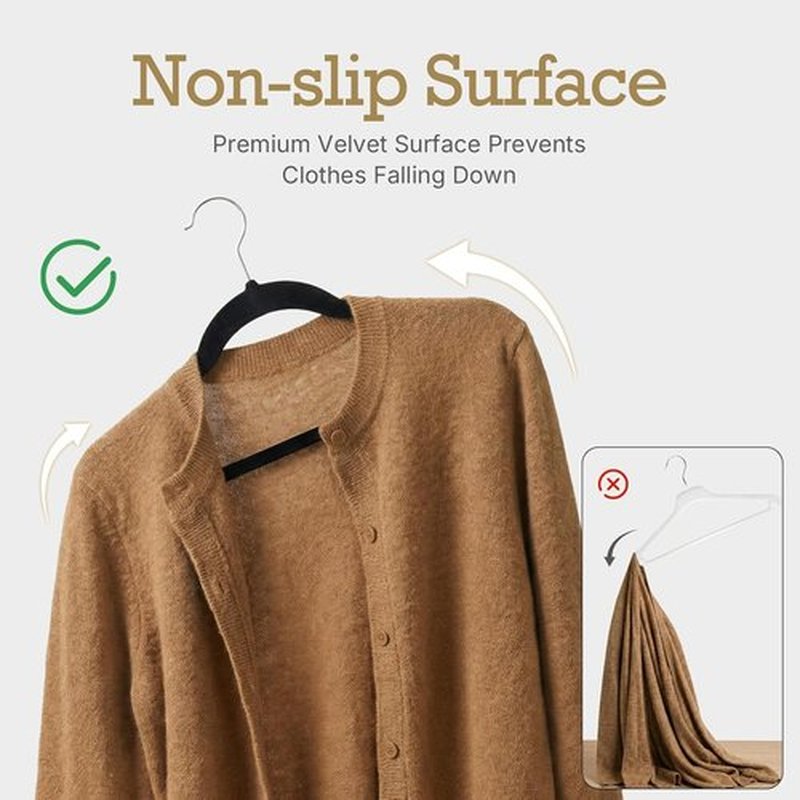 HOUSE DAY Black Velvet Hangers - 40 Pack Non-Slip Heavy Duty Suit Hangers | Premium Slim Design with 360° Rotating Hook