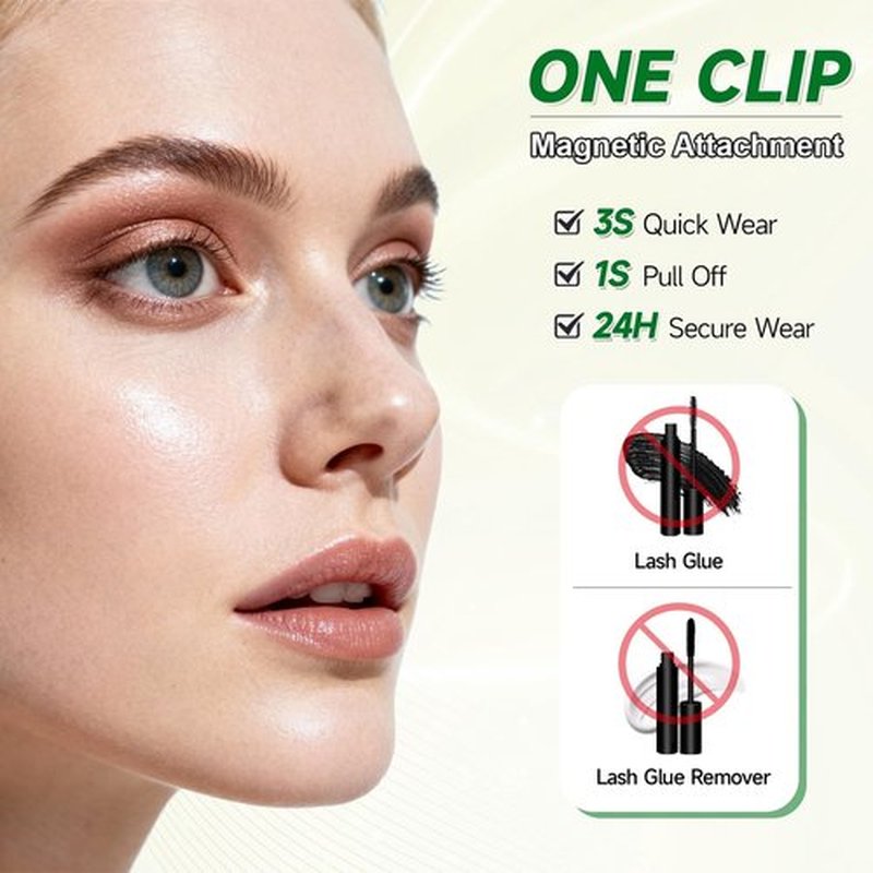Magnetic Eyelashes with Applicator – No Glue or Eyeliner Needed, Reusable Natural Look Lashes, Lightweight & Comfortable, Easy to Apply and Remove