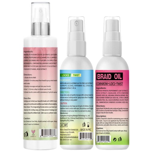 Braid Spray Rose Mint for Dreads, Dreadlocks, Locks - No-Water Braid Shampoo for Locs, Twists, Weaves - Rinse-Free Dreadlock Shampoo for Build-Up - Braid Oil for Soothes Moisturizes Dry & Itchy Scalp