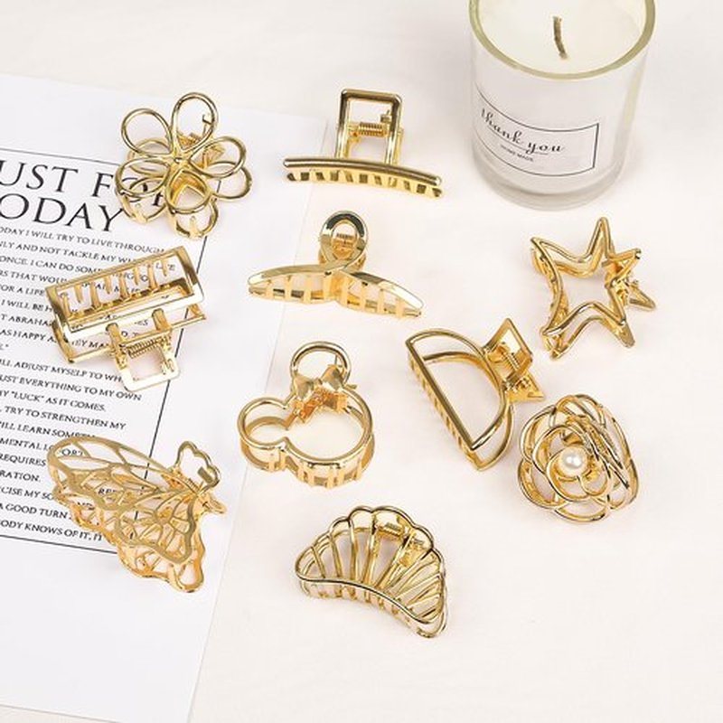 Gold Hair Clips for Women, 10 Pcs Small Gold Claw Clips for Women and Girls, Mini Metal Hair Accessories