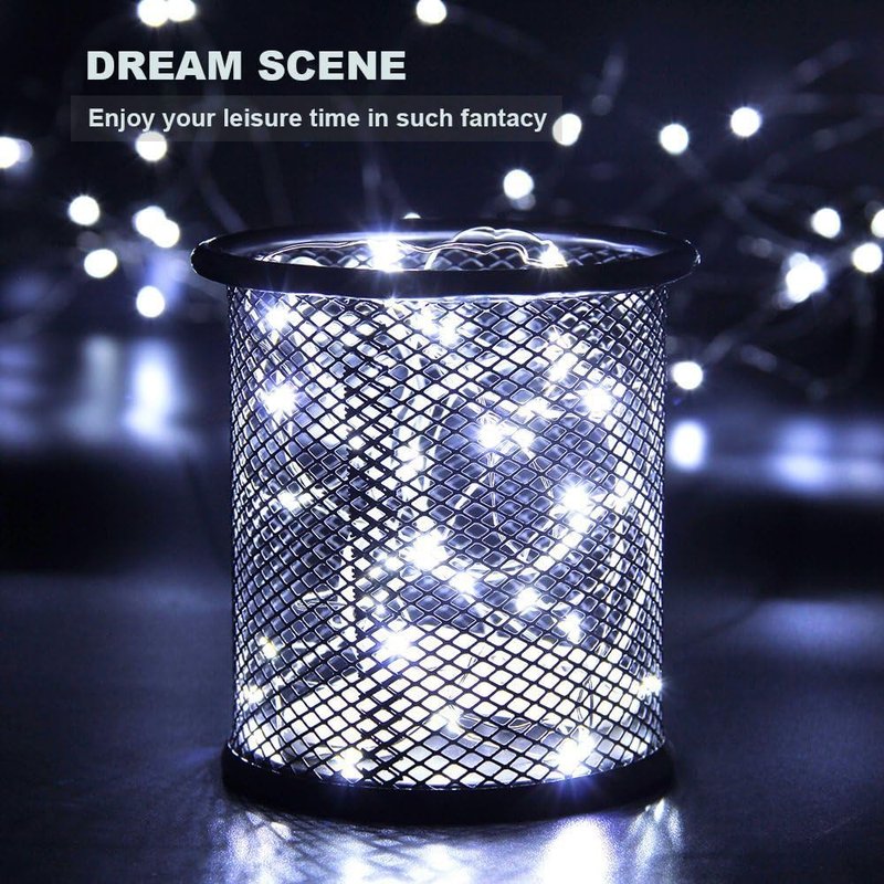CYLAPEX 12 PCS Fairy Lights - Cool White 3.3FT Silvery Copper Wire | 20 LED Battery Powered String Lights for Weddings & Parties