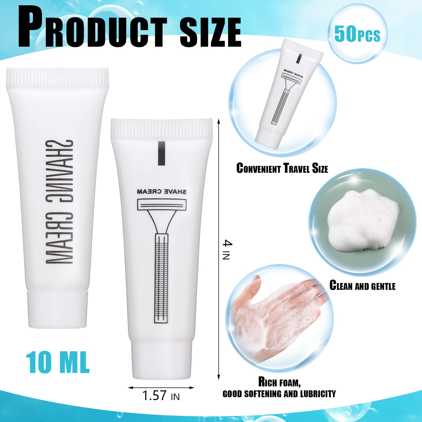 Viozakanry Disposable Shaving Cream Bulk Travel Size 10 Ml/ 0. 35 Fl. oz Shave Cream for Hotel Camping Travel Homeless Toiletries(50 Pcs)