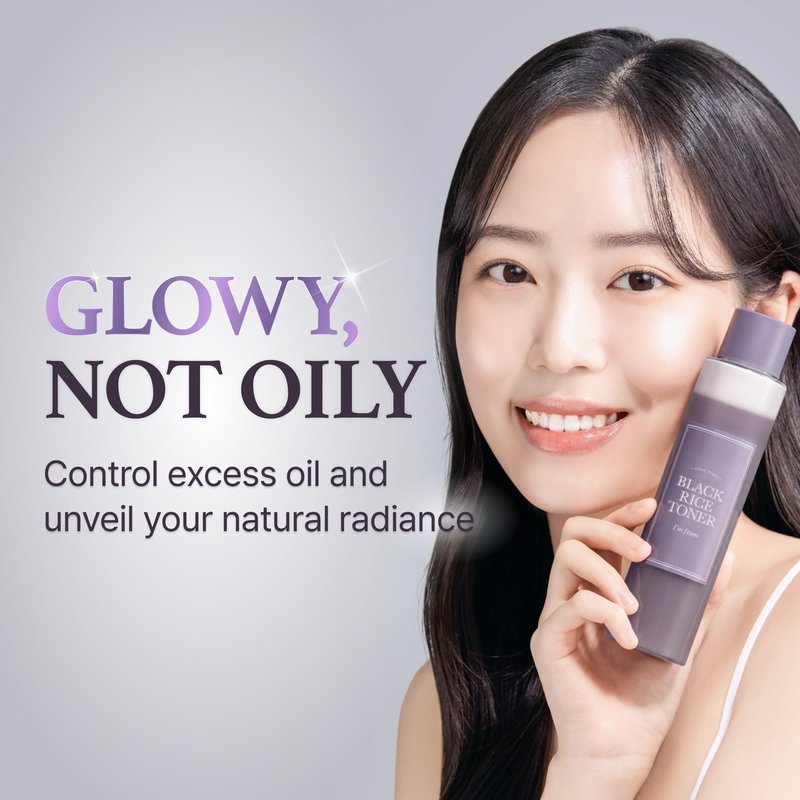 [I'm From] Miniature of Black Rice Toner for Oily Skin, Sebum Control Toner, Lightweight, Niacinamide, Panthenol, Fragrance Free, Korean Skin Care, 1.01 Fl Oz