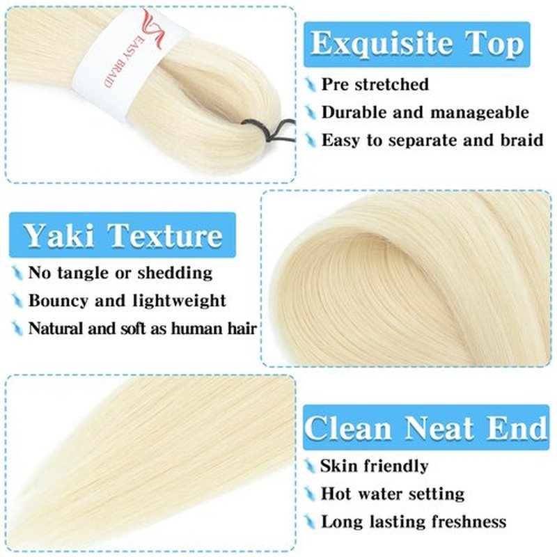 Braiding Hair Pre Stretched 26 Inch 8 Pack Braiding Hair Extensions Itch Free Soft Yaki Texture Hot Water Setting Synthetic Crochet Braids Hair For Women Girls (26Inch,613#)