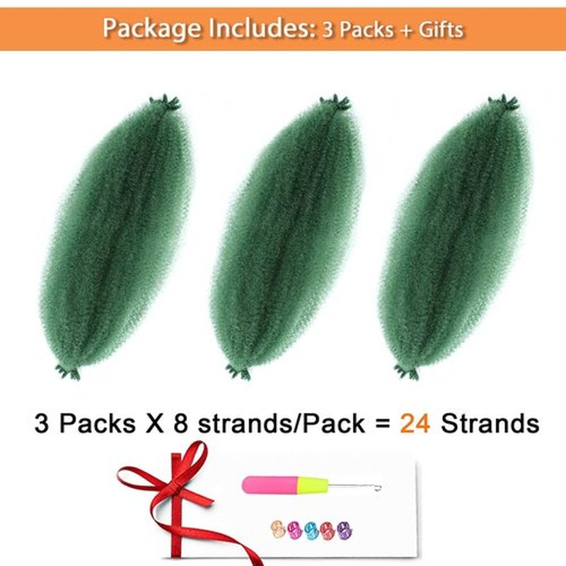 Dark Green Afro Twist Hair 12 Inch Green Marley Braiding Hair Springy Afro Twist Wrapping Hair Afro Kinky Curly Hair Extensions (12 Inch (Pack of 3), D-Green#)