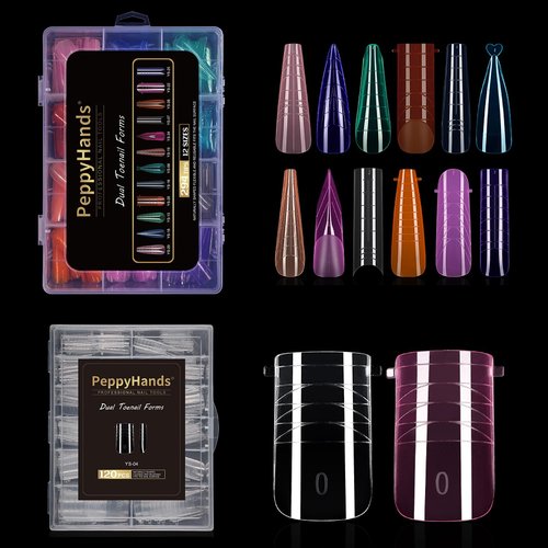 294 Pcs Poly Extension Gel Nail Kit and 120 Pcs Poly gel nail kit for Toes Square Polygel Toenails Dual Forms Reusable, Nail Tips 12 Shapes for Builder Gel Manicure Nail Art Design Salon DIY at Home