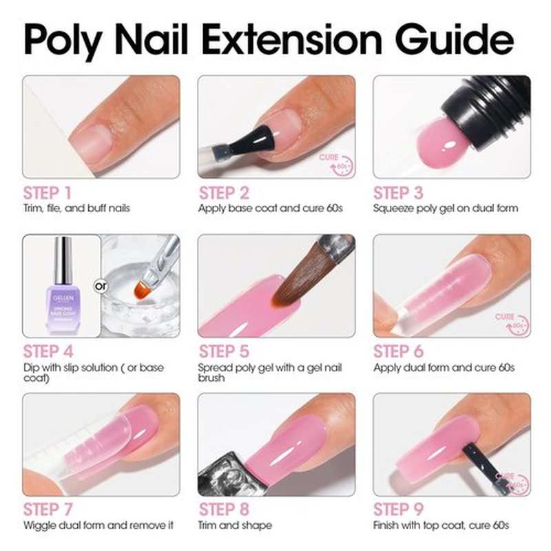 GELLEN Poly Nail Gel Builder for Nail Extension Nail Strengthener, 60 g 06 Natural Pink Poly Gel Trendy Nail Art Design for 3D Nail Molder Beauty Gift for Salon Manicure Easy DIY at Home
