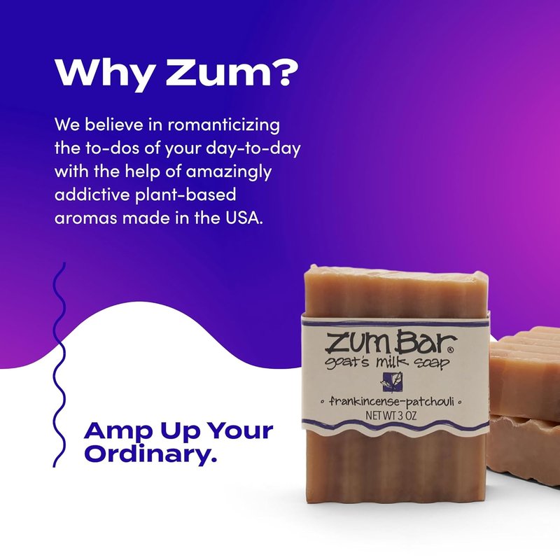Zum Indigo Wild Goat's Milk Soap Bar - Nourishing Essential Oil Soap for Hands & Body - 3 oz - Patchouli (3 Pack)
