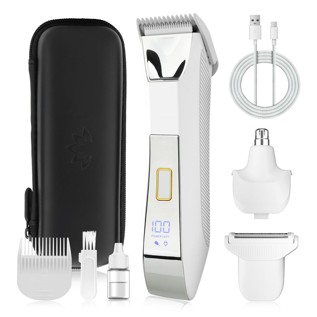 Karrte Women's Razors for Shaving Pubic Hair, 3-in-1 Wet & Dry Bikini Trimmer for Women's Private Area, Replaceable Ceramic Blade Head Electric Shaver with Travel Lock