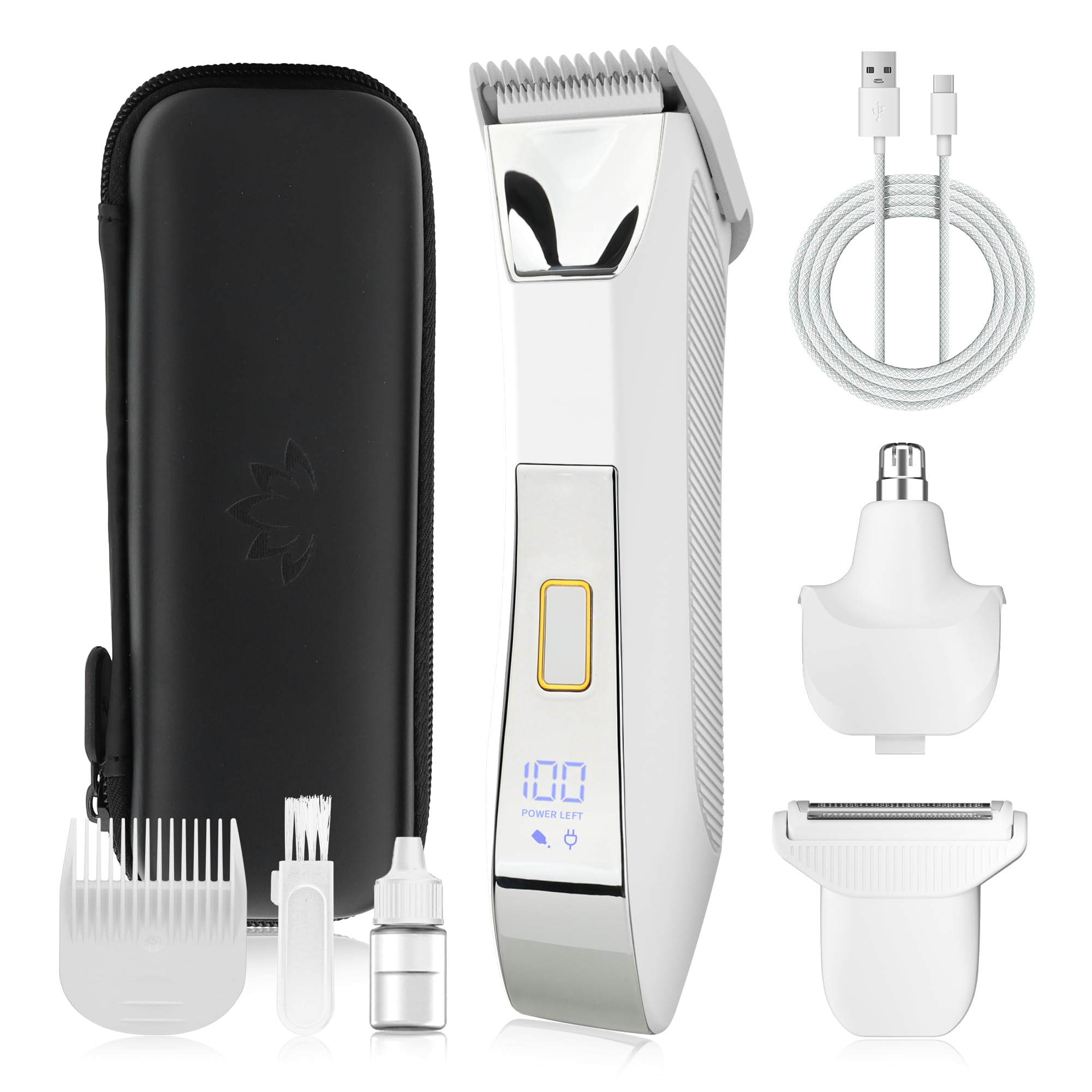 Karrte Women's Razors for Shaving Pubic Hair, 3-in-1 Wet & Dry Bikini Trimmer for Women's Private Area, Replaceable Ceramic Blade Head Electric Shaver with Travel Lock