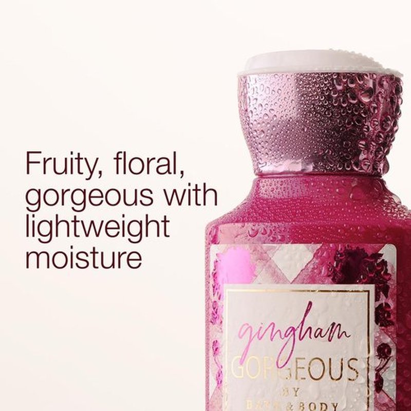 Bath & Body Works Gingham Gorgeous Body Lotion, Lightweight Daily Moisturizer with Shea Butter & Coconut Oil – Pink Strawberries, Peony Blooms, and Peach Nectar Scent, 8 fl oz - 2 Pack