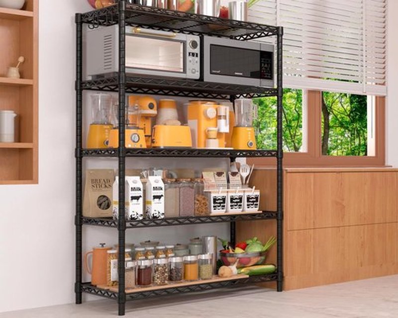 PrimeZone Wire Metal Storage Shelves - Heavy Duty 5-Tier Adjustable Garage Organizer Rack | NSF-Certified, Black, 35.5" W x 14" D x 72" H