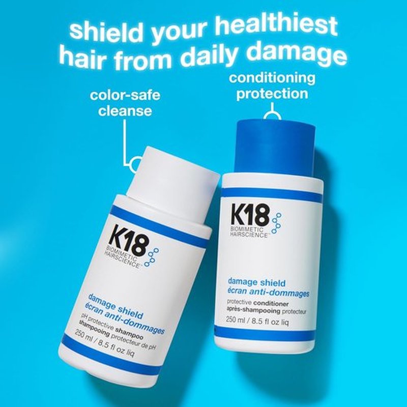 K18 Damage Shield Wash Care Set - Full-Size Color-Safe Shampoo & Conditioner | Reduces Frizz, Protects Hair Health