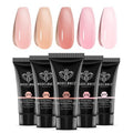 modelones Poly Gel Set 5 Colors Jelly Gel Milky White Sheer Pink Nude Translucent Nail Extension Kit DIY Art for Women