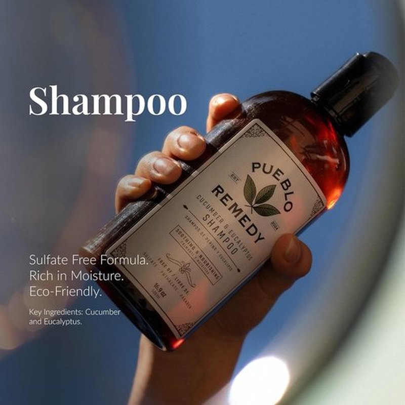 Pueblo Remedy Shampoo - Cucumber & Eucalyptus | Soothing Vegan Hair Care, 16.9 Oz