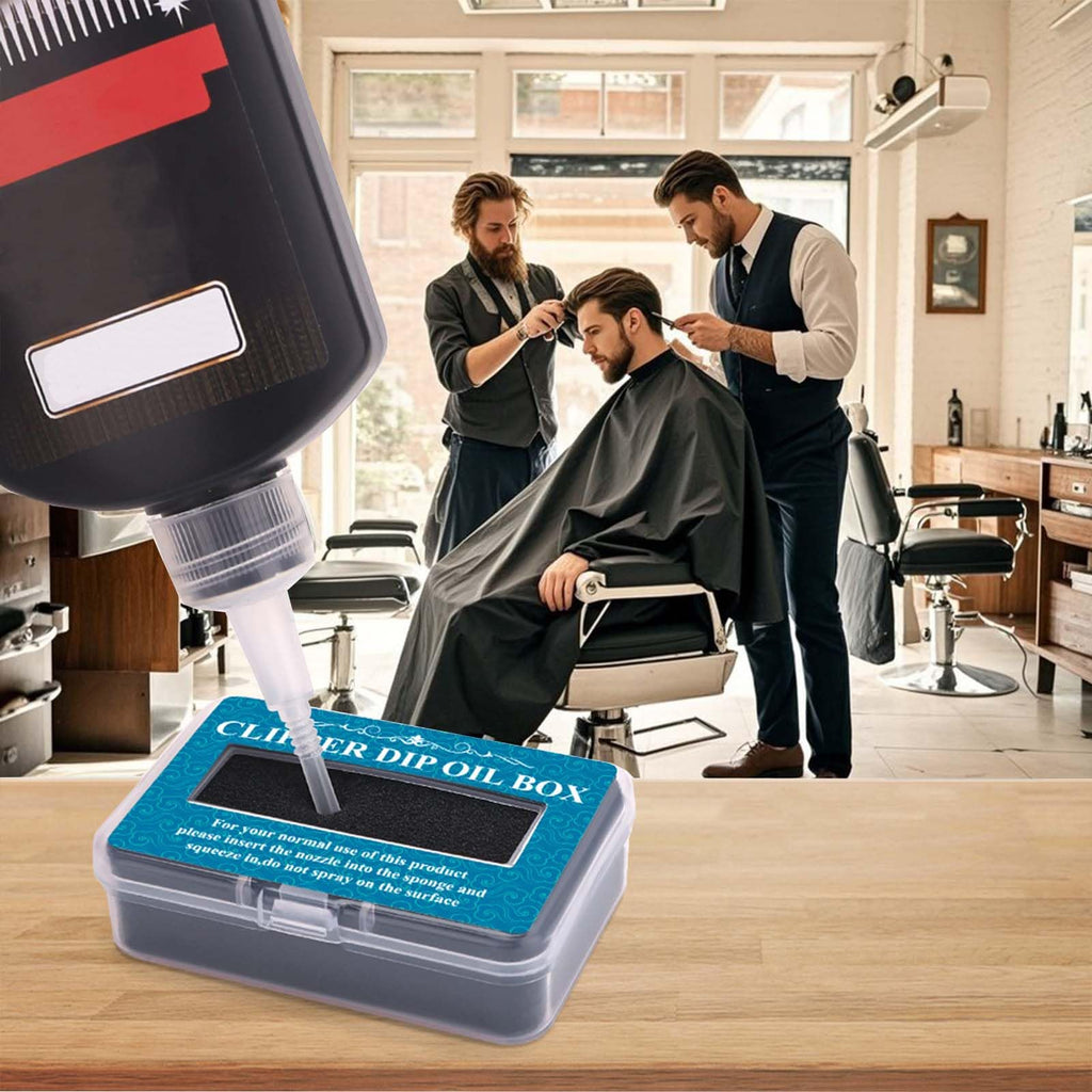 2Pcs Electric Shaver Oil Box – Professional Hair Trimmer Lubricant Sponge for Home, Salon & Barber Use – Portable Clipper Dip Oil Box for Hair Styling