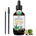 MMPANG Jamaican Black Castor Oil - USDA Certified 100% Organic Jamaica Oils for Hair Growth Cold Pressed, Hexane-Free, Glass Bottle Dropper & Dual Brush, Thicker Eyelashes, Brows & Scalp Care, 2oz