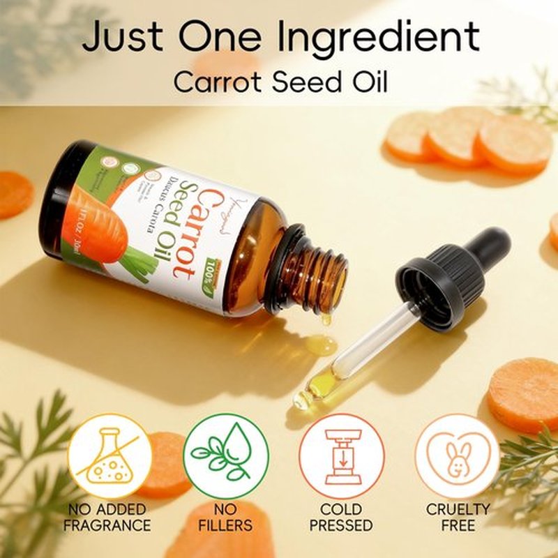 3 PCS Carrot Seed Oil for Hair & Skin Care, 100% Pure Natural Carrot Carrier Oil, Daucus Carota Essential Moisturizer for Face and Lip Care, Scalp & Body Massage