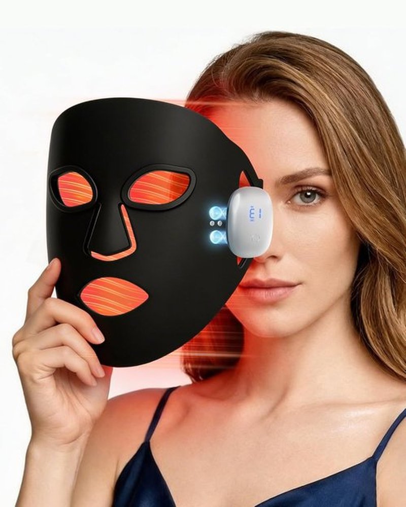 Skiennix Red Light Mask - Rechargeable Infrared Therapy Mask with 3 Custom Modes for Home Use