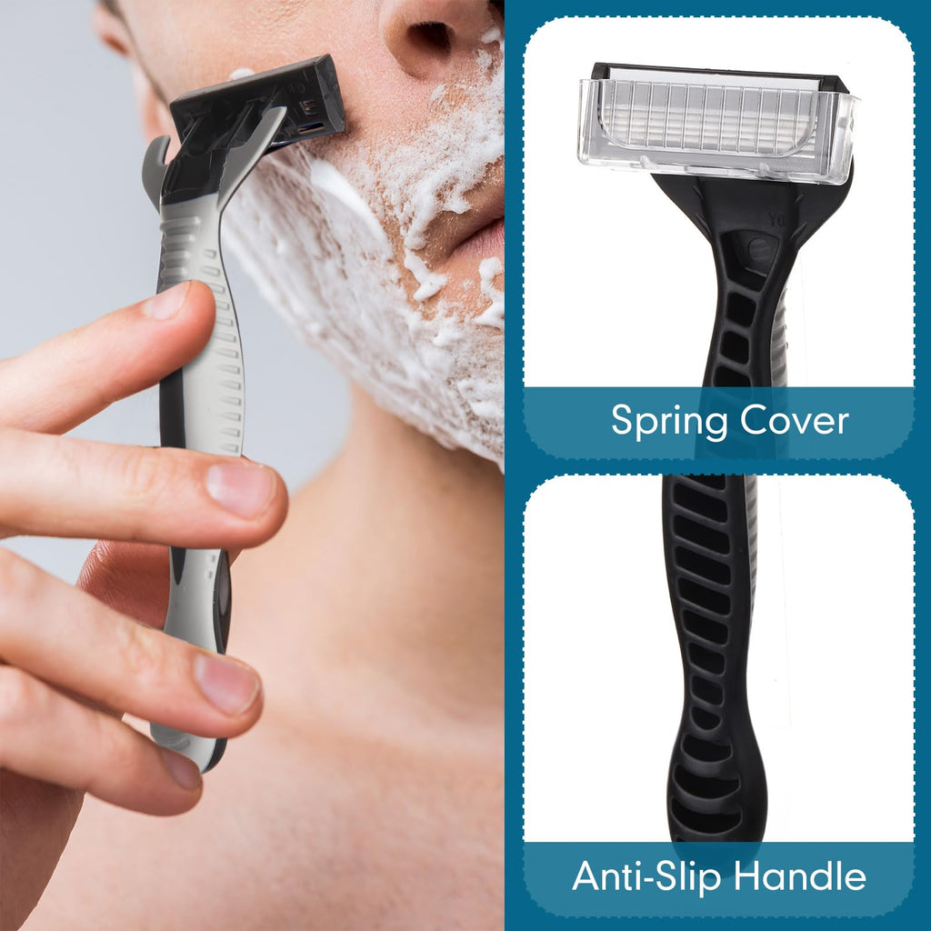 Lanties 24 Pcs Men's Disposable Razors Bulk 5-blade Blade Razors for Men Set Sensitive Skin Razor Disposable Head Razor for a Smooth and Comfortable Shave