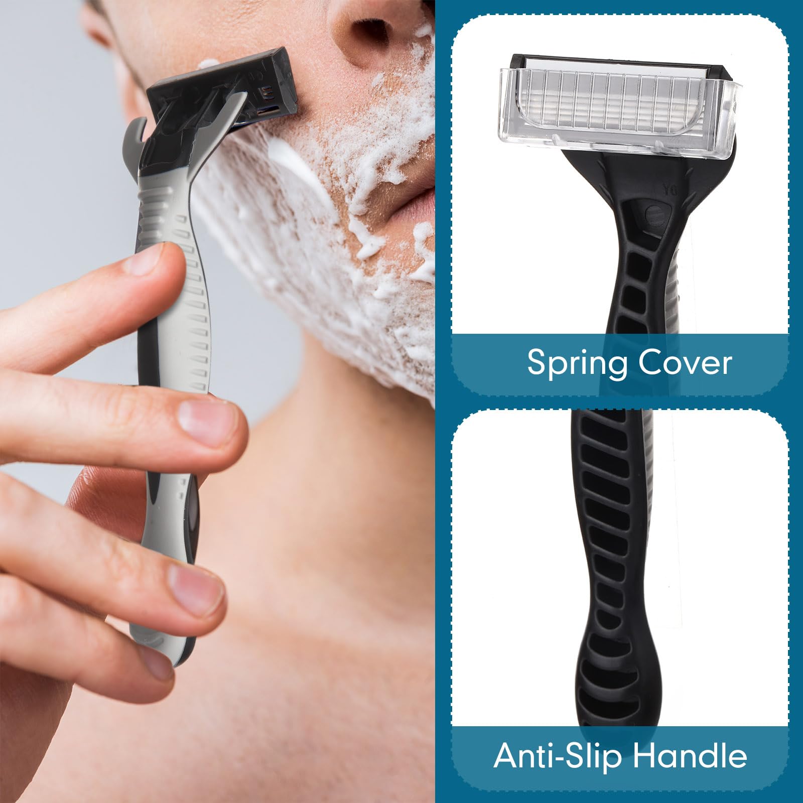 Lanties 24 Pcs Men's Disposable Razors Bulk 5-blade Blade Razors for Men Set Sensitive Skin Razor Disposable Head Razor for a Smooth and Comfortable Shave