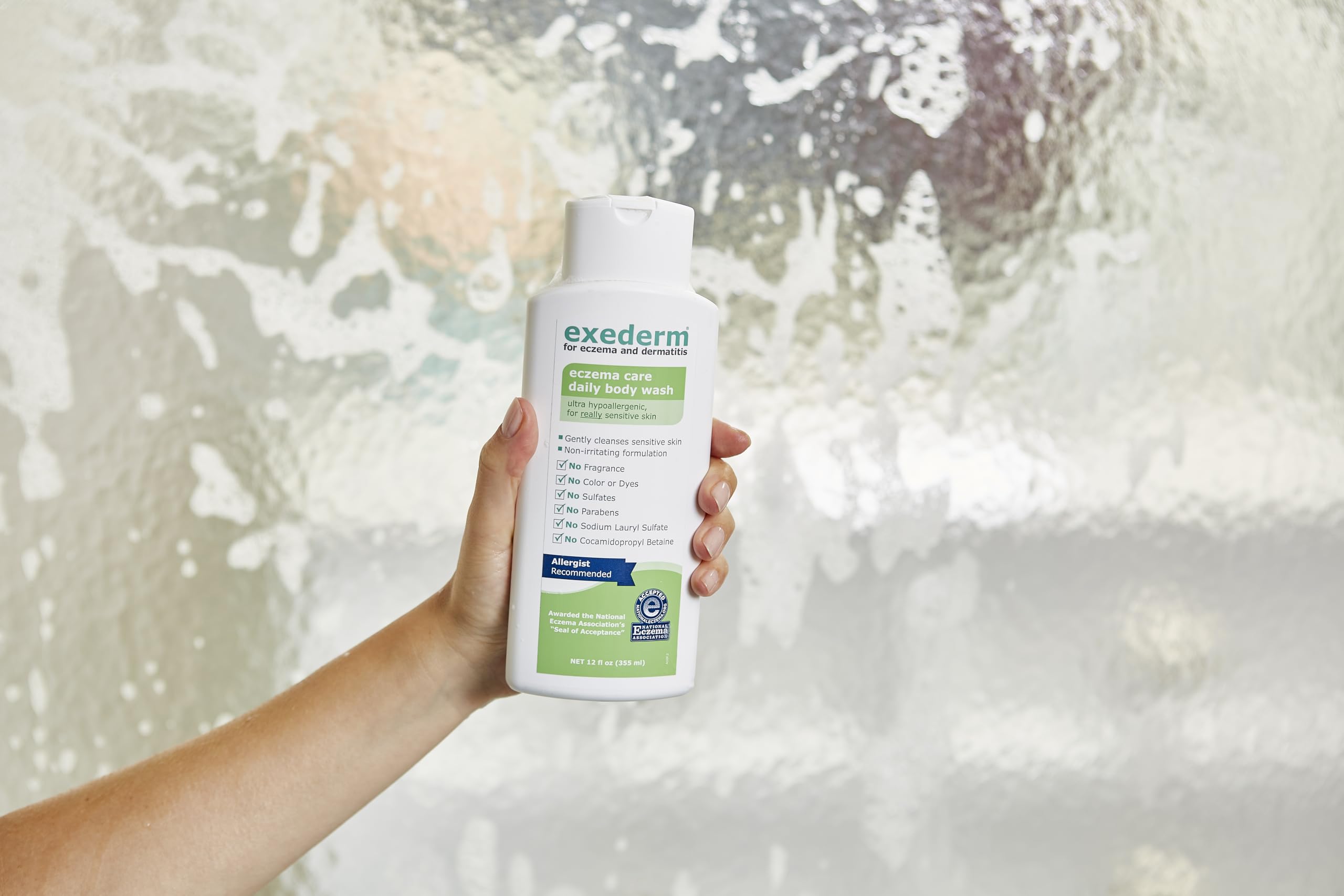 Exederm Body Wash for Eczema & Dermatitis, 12 Fl Oz, Ultra Sensitive Non-Irritating Bodywash, Gentle, Moisturizing Anti-Itch Cleanser for Red, Itchy, Dry Skin, Hypoallergenic, Sulfate & Paraben Free