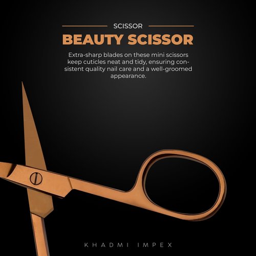 Premium Nail Scissors - Curved Manicure Scissors for Cuticles, Eyebrows, Nose Hair, Mustache & Beard - Stainless Steel, 3.6'' (Rose Gold)