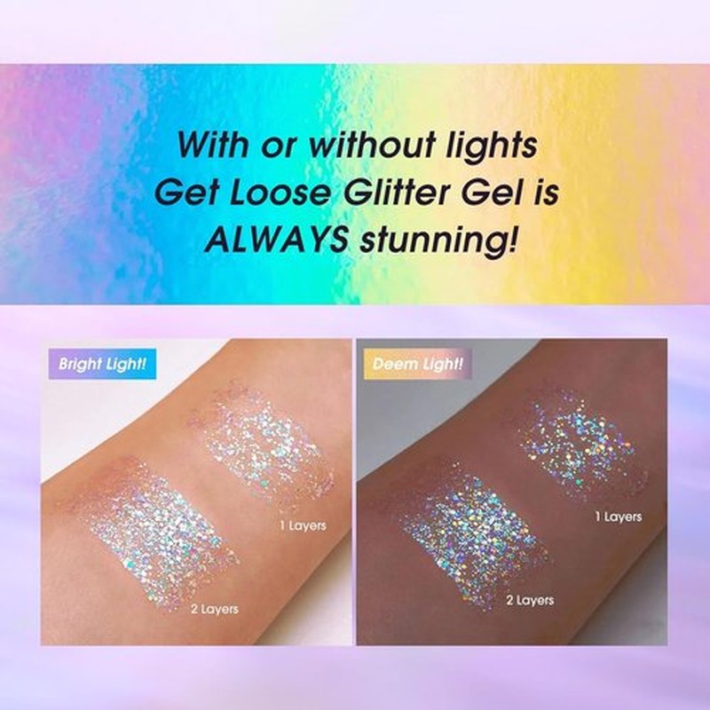 BestLand Holographic Body Glitter Gel - Long-Lasting Sparkle for Face, Body & Hair | 02 Stardust Pink