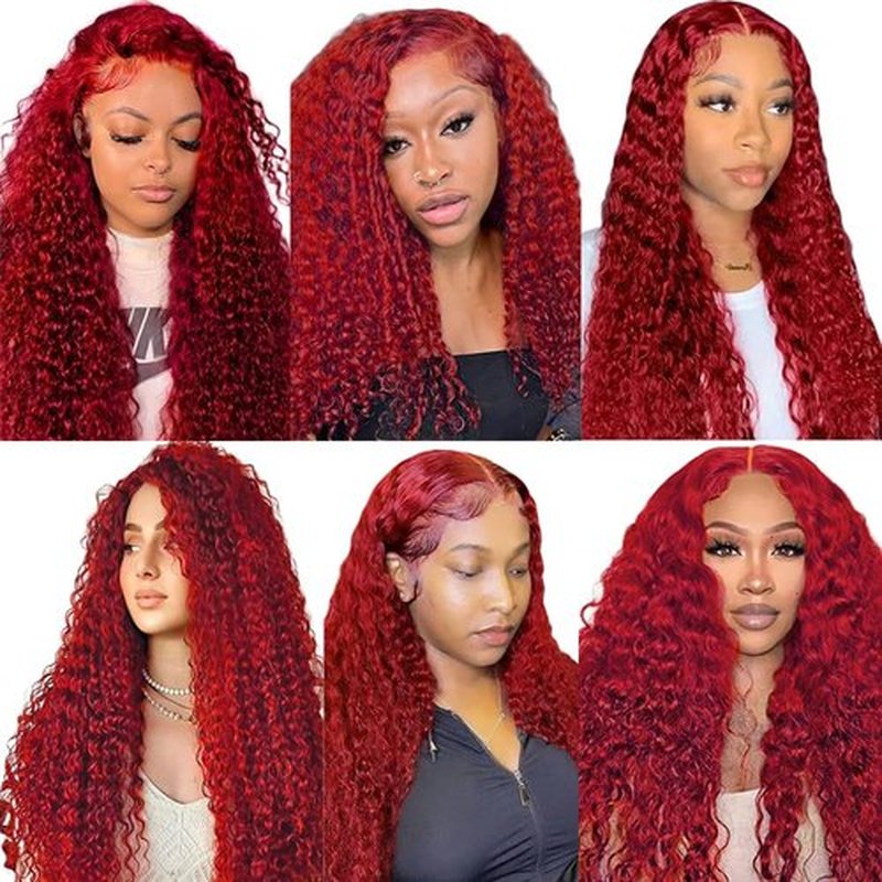 Red Bundles Water Wave Bundles Human Hair 12 14 16 Inch Unprocessed Brazilian Virgin Hair Weave 3 Bundles Red Water Wave Human Hair Extensions 50 Grams Per Bundle