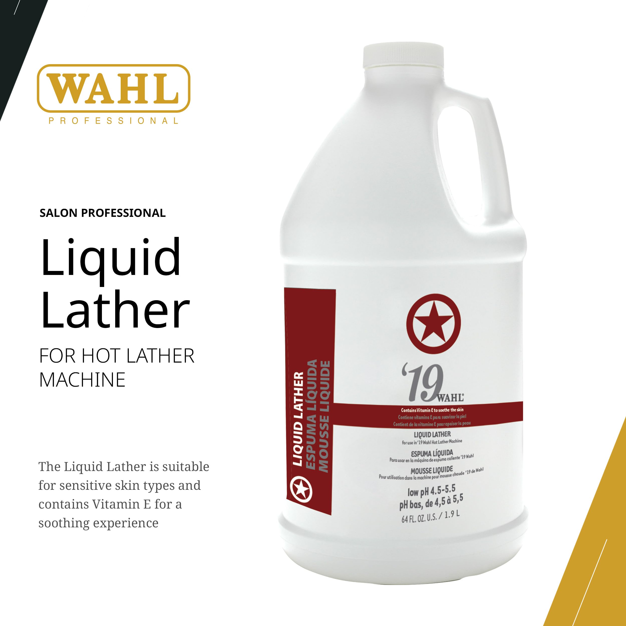 Wahl Professional 19 Premixed Liquid Lather, Ready-to-Use, Vitamin E Enriched, For Sensitive Skin, 64 Fl Oz