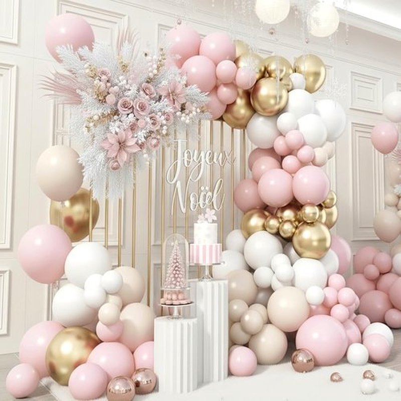 Skiennix Balloon Garland Arch Kit - 109 Pieces Blush Pink & Gold Latex Balloons for Birthday & Bridal Showers
