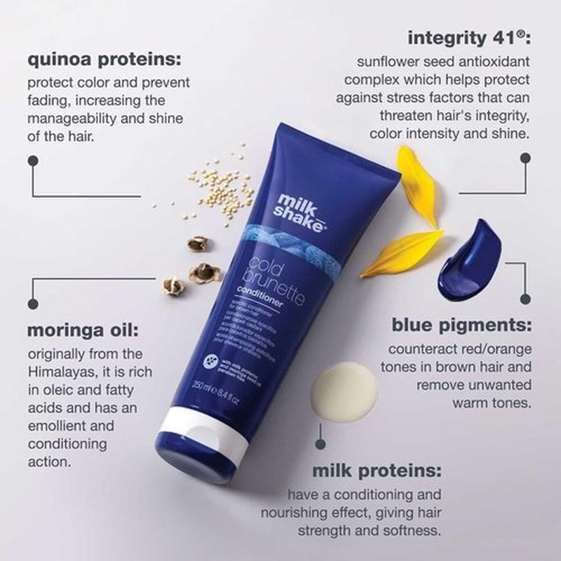 Milk_Shake Cold Brunette Conditioner - Toning Formula with Blue Pigment for Brown Hair | Nourishes & Protects Color